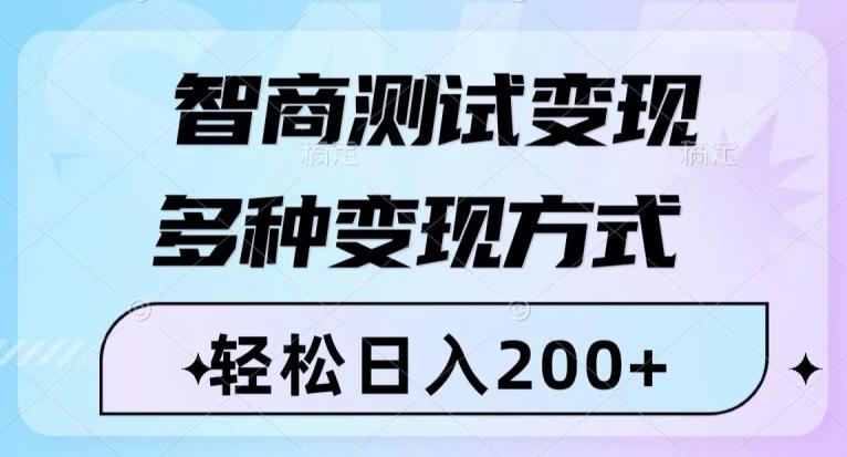 智商测试变现，轻松日入200+，几分钟一个视频，多种变现方式-蚂蚁汇资源分享项目网