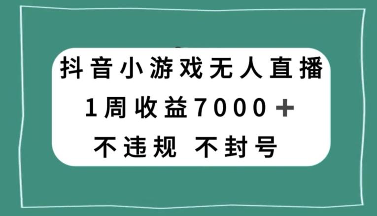 抖音小游戏无人直播，不违规不封号1周收益7000+，官方流量扶持【揭秘】-蚂蚁汇资源分享项目网