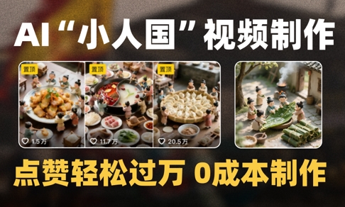 爆款1000W+播放微缩景观迷你小人国AI视频0成本制作全流程教学-蚂蚁汇资源分享项目网