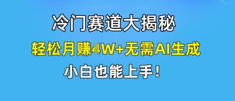冷门赛道大揭秘，轻松月赚1W+无需AI生成，小白也能上手【揭秘】-蚂蚁汇资源分享项目网