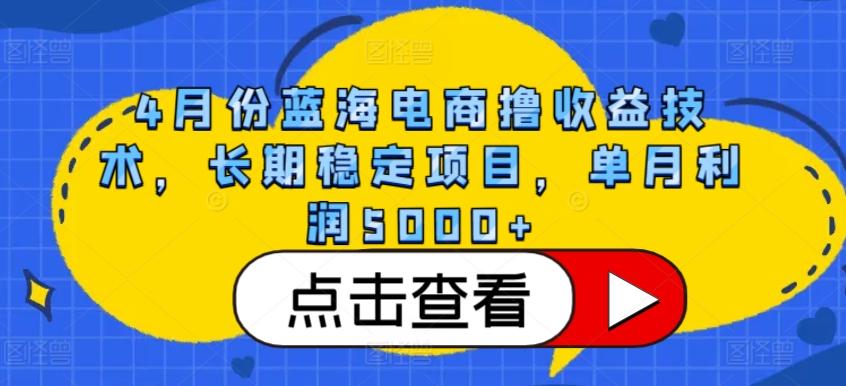 4月份蓝海电商撸收益技术，长期稳定项目，单月利润5000+【揭秘】-蚂蚁汇资源分享项目网