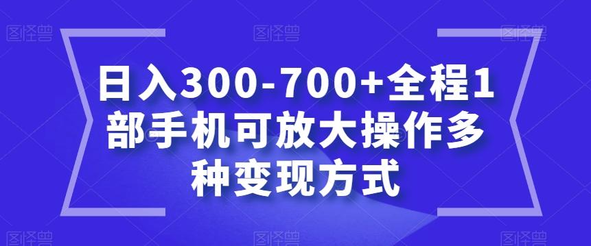 日入300-700+全程1部手机可放大操作多种变现方式【揭秘】-蚂蚁汇资源分享项目网
