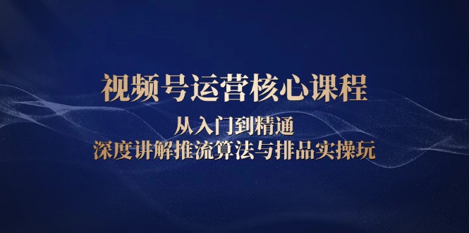 视频号运营核心课程，从入门到精通，深度讲解推流算法与排品实操玩-蚂蚁汇资源分享项目网