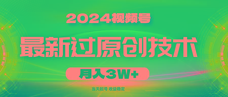 2024视频号最新过原创技术，当天起号，收益稳定，月入3W+-蚂蚁汇资源分享项目网
