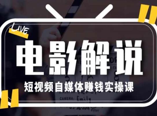 电影解说短视频自媒体赚钱实操课，教你做电影解说短视频，月赚1万-蚂蚁汇资源分享项目网