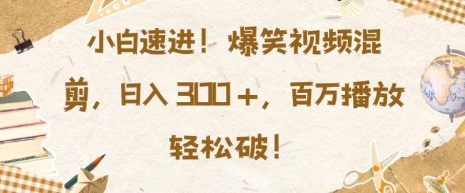 小白速进，爆笑视频混剪，日入3张，百万播放轻松破【揭秘】-蚂蚁汇资源分享项目网