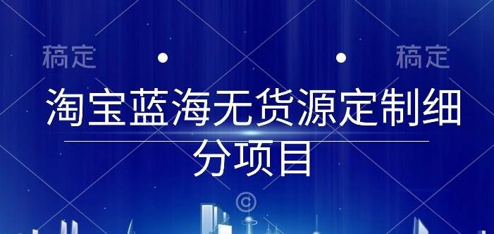 淘宝蓝海无货源定制细分项目，从0到起店实操全流程【揭秘】-蚂蚁汇资源分享项目网