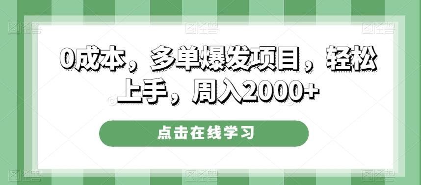 0成本，多单爆发项目，轻松上手，周入2000+-蚂蚁汇资源分享项目网