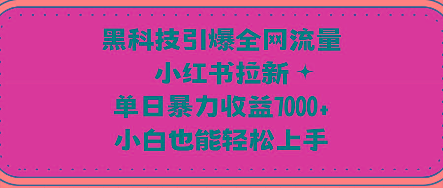 (9679期)黑科技引爆全网流量小红书拉新，单日暴力收益7000+，小白也能轻松上手-蚂蚁汇资源分享项目网