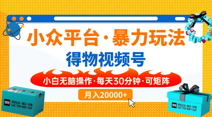 小众平台暴力玩法，一键搬运爆款视频，可矩阵小白无脑操作，每天30分钟…-蚂蚁汇资源分享项目网
