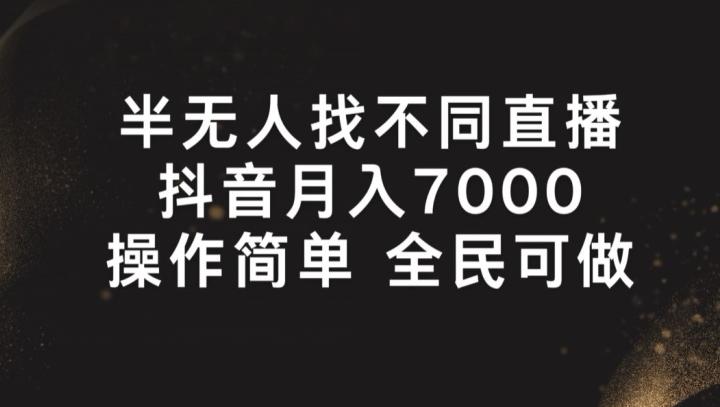 半无人找不同直播，月入7000+，操作简单 全民可做【揭秘】-蚂蚁汇资源分享项目网