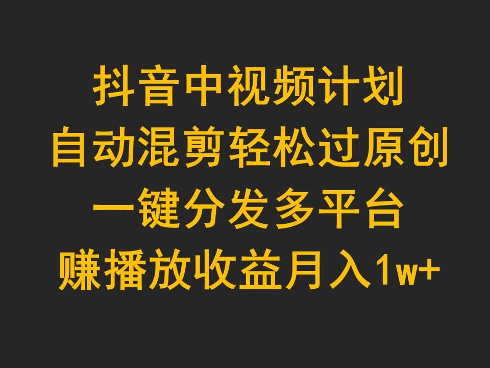 (9825期)抖音中视频计划，自动混剪轻松过原创，一键分发多平台赚播放收益，月入1w+-蚂蚁汇资源分享项目网