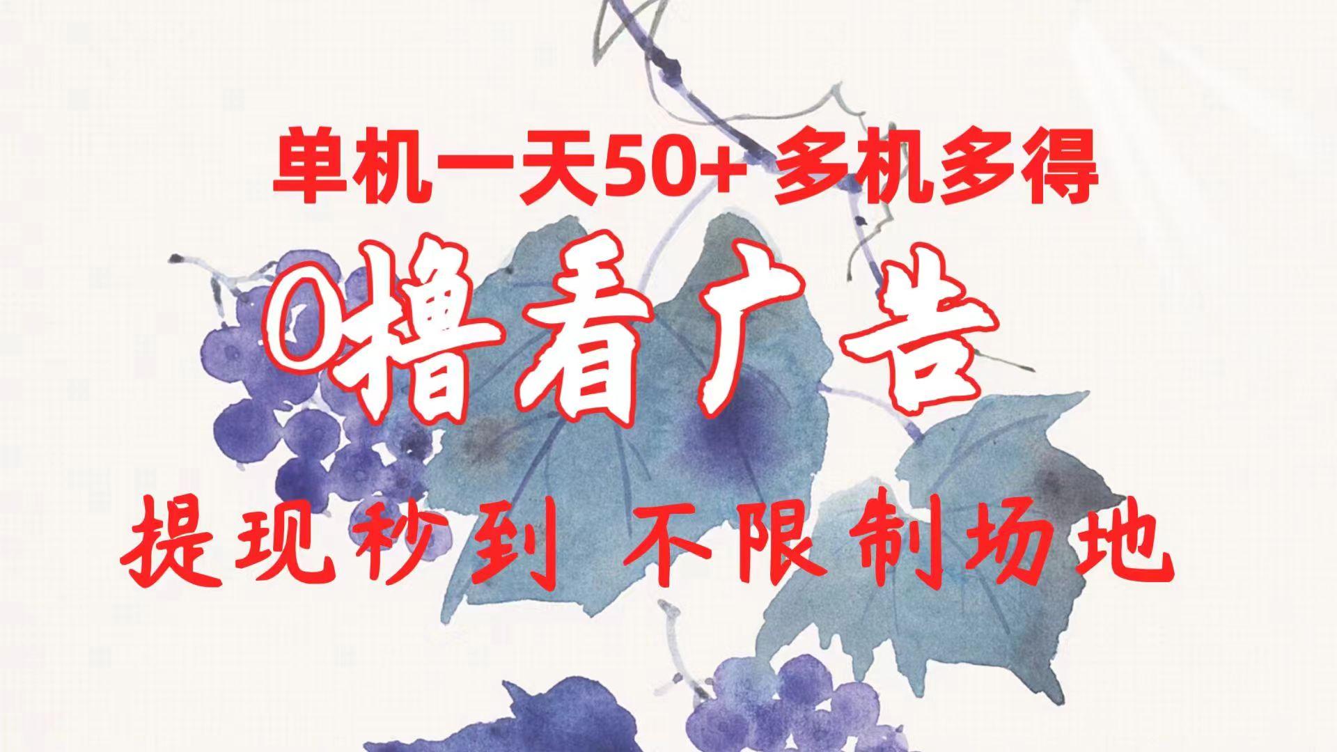 0撸看广告 单机一天50+多机多得 提现秒到 不限制场地操作-蚂蚁汇资源分享项目网
