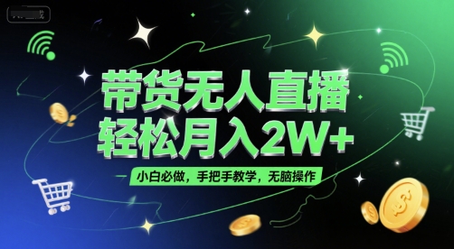 带货无人直播，轻松月入2W+，小白必做，手把手教学，无脑操作(附学习资料)-蚂蚁汇资源分享项目网