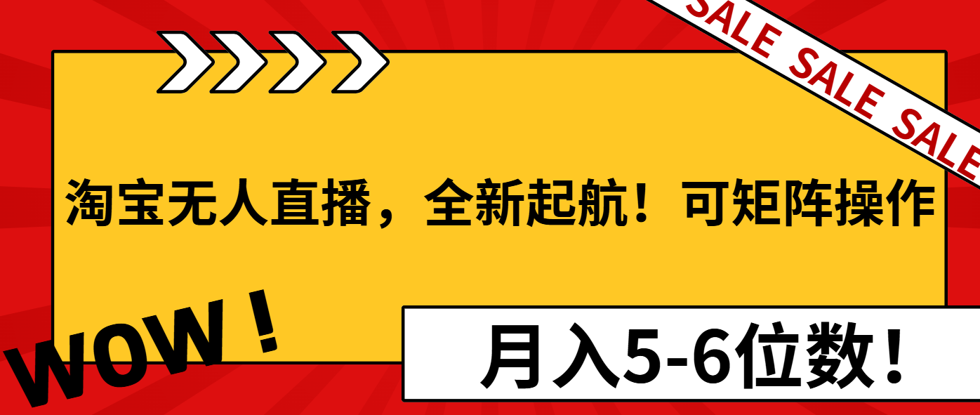 淘宝无人直播，全新起航！可矩阵操作，月入5-6位数！-蚂蚁汇资源分享项目网