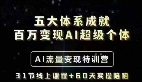 五大体系成就百万变现AI超级个体- AI流量变现特训营，一步一步教你一个人怎么年入百W-蚂蚁汇资源分享项目网