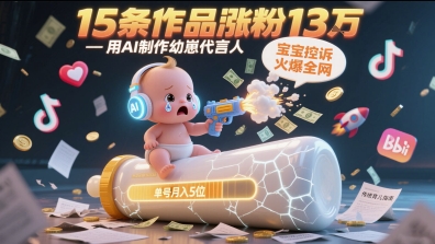 用AI制作幼崽代言人，宝宝的控诉火爆全网，15条作品涨粉13W，单号月入5位数实操教程-蚂蚁汇资源分享项目网