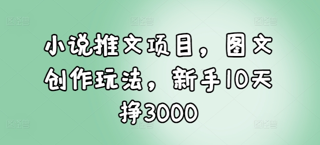 小说推文项目，图文创作玩法，新手10天挣3000-蚂蚁汇资源分享项目网