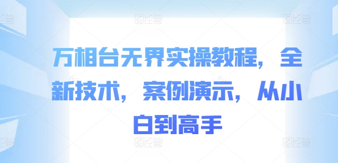 万相台无界实操教程，全新技术，案例演示，从小白到高手-蚂蚁汇资源分享项目网