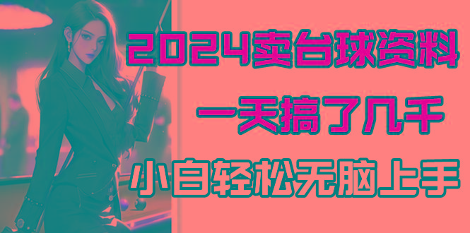 2024卖台球资料，一天搞了几千，小白轻松无脑上手-蚂蚁汇资源分享项目网