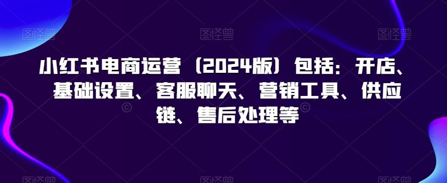 小红书电商运营(2024版)包括：开店、基础设置、客服聊天、营销工具、供应链、售后处理等-蚂蚁汇资源分享项目网
