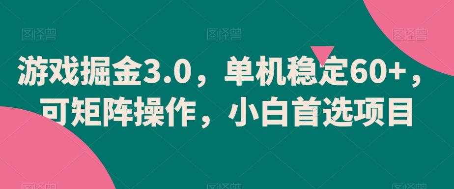 游戏掘金3.0，单机稳定60+，可矩阵操作，小白首选项目【揭秘】-蚂蚁汇资源分享项目网