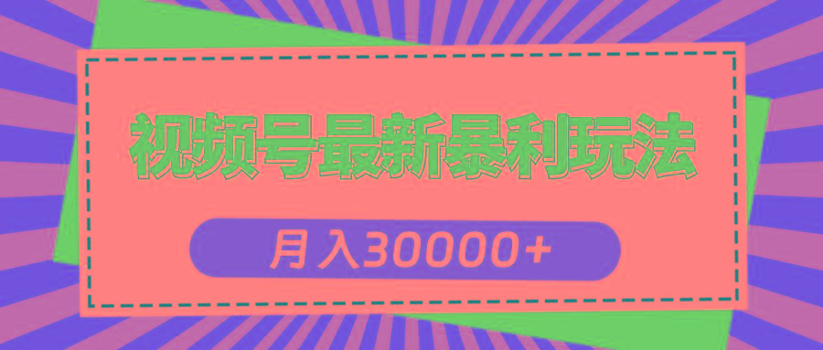 视频号最新暴利玩法，轻松月入30000+-蚂蚁汇资源分享项目网