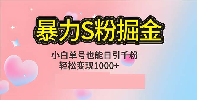 单人单机日引千粉，变现1000+，S粉流量掘金计划攻略-蚂蚁汇资源分享项目网