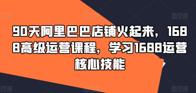 90天阿里巴巴店铺火起来，1688高级运营课程，学习1688运营核心技能-蚂蚁汇资源分享项目网