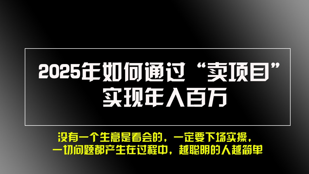 2025年如何通过“卖项目”实现年入百万-蚂蚁汇资源分享项目网