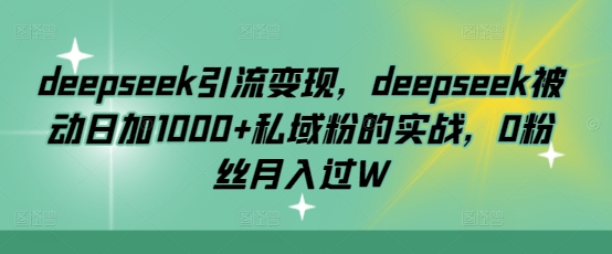 deepseek引流变现，deepseek被动日加1000+私域粉的实战，0粉丝月入过W-蚂蚁汇资源分享项目网