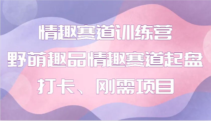 情趣赛道训练营 野萌趣品情趣赛道起盘打卡、刚需项目-蚂蚁汇资源分享项目网