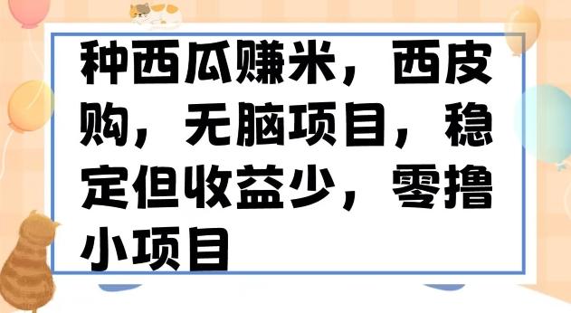 种西瓜赚米，西皮购稳定长久零撸小项目-蚂蚁汇资源分享项目网