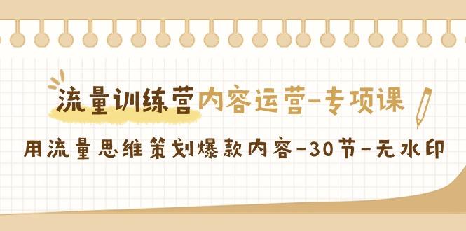 流量训练营之内容运营专项课，用流量思维策划爆款内容(30节课)-蚂蚁汇资源分享项目网