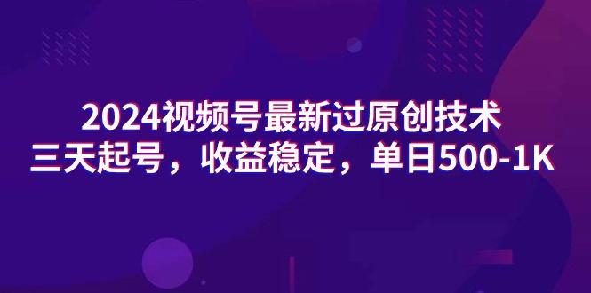 (9505期)2024视频号最新过原创技术，三天起号，收益稳定，单日500-1K-蚂蚁汇资源分享项目网
