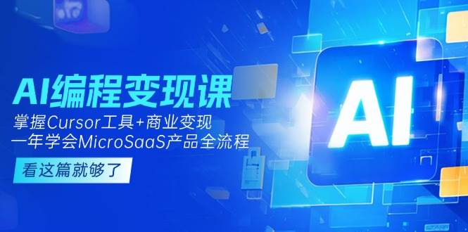 AI编程变现课：掌握Cursor工具+商业变现，一年学会MicroSaaS产品全流程-蚂蚁汇资源分享项目网