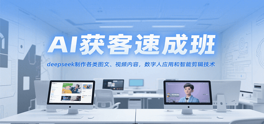 AI获客速成班,deepseek制作各类图文、视频内容,数字人应用和智能剪辑技术-蚂蚁汇资源分享项目网