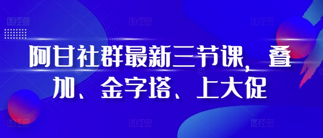 阿甘社群最新三节课，叠加、金字塔、上大促-蚂蚁汇资源分享项目网