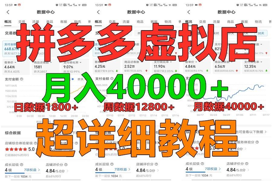 拼多多虚拟电商训练营月入40000+，全网最详细，你做你也行，暴利稳定长久-蚂蚁汇资源分享项目网