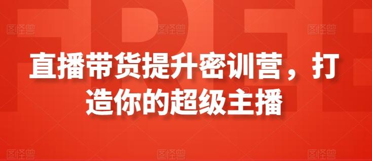 直播带货提升密训营，打造你的超级主播-蚂蚁汇资源分享项目网