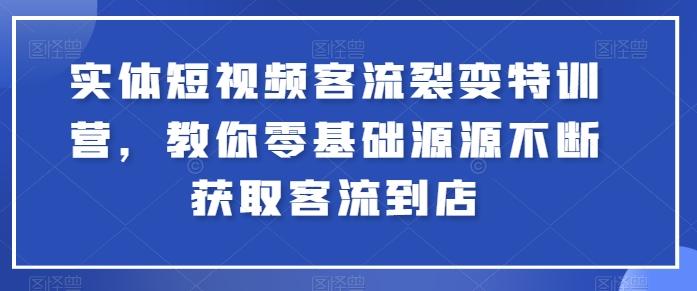 实体短视频客流裂变特训营，教你零基础源源不断获取客流到店-蚂蚁汇资源分享项目网