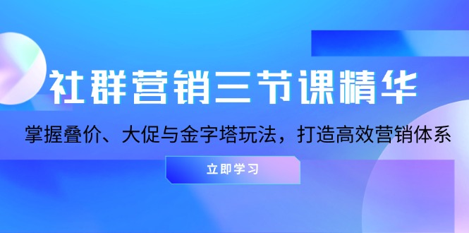 社群营销三节课精华：掌握叠价、大促与金字塔玩法，打造高效营销体系-蚂蚁汇资源分享项目网