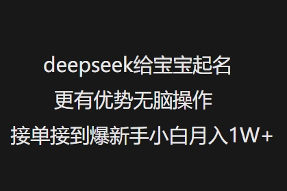 deepseek给宝宝起名更有优势无脑操作接单接到爆新手小白月入1W+-蚂蚁汇资源分享项目网