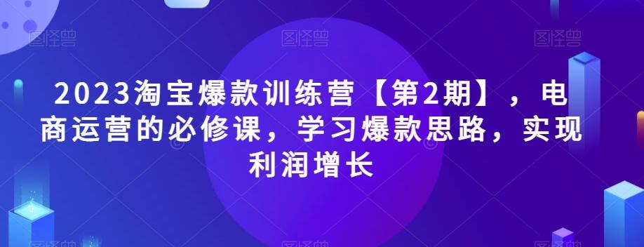 2023淘宝爆款训练营【第2期】，电商运营的必修课，学习爆款思路，实现利润增长-蚂蚁汇资源分享项目网