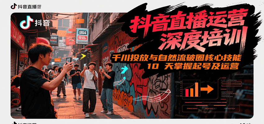 抖音直播运营深度培训，千川投放与自然流核心技能，10天掌握起号及运营(6-7月新课)-蚂蚁汇资源分享项目网