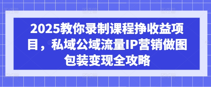 2025教你录制课程挣收益项目，私域公域流量IP营销做图包装变现全攻略-蚂蚁汇资源分享项目网
