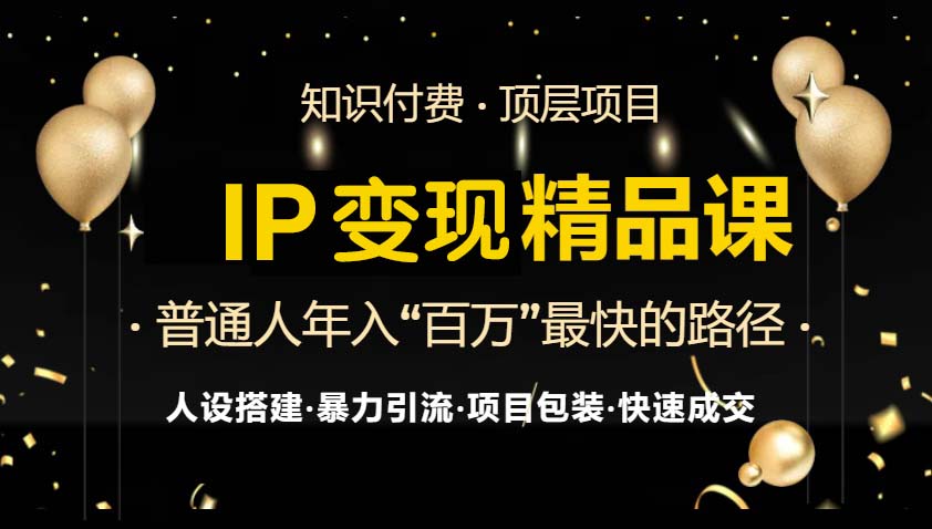 IP变现最新精品课程，知识付费全流程+最强引流术+小白避坑指南-蚂蚁汇资源分享项目网