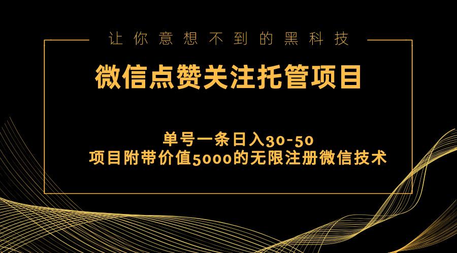 视频号托管点赞关注，单微信30-50元，附带价值5000无限注册微信技术-蚂蚁汇资源分享项目网