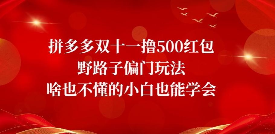 拼多多双十一撸500红包野路子偏门玩法，啥也不懂的小白也能学会【揭秘】-蚂蚁汇资源分享项目网