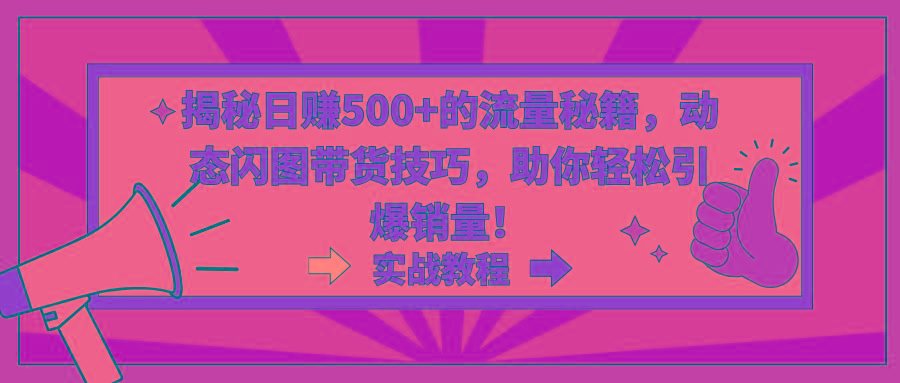 揭秘日赚500+的流量秘籍，动态闪图带货技巧，助你轻松引爆销量！-蚂蚁汇资源分享项目网